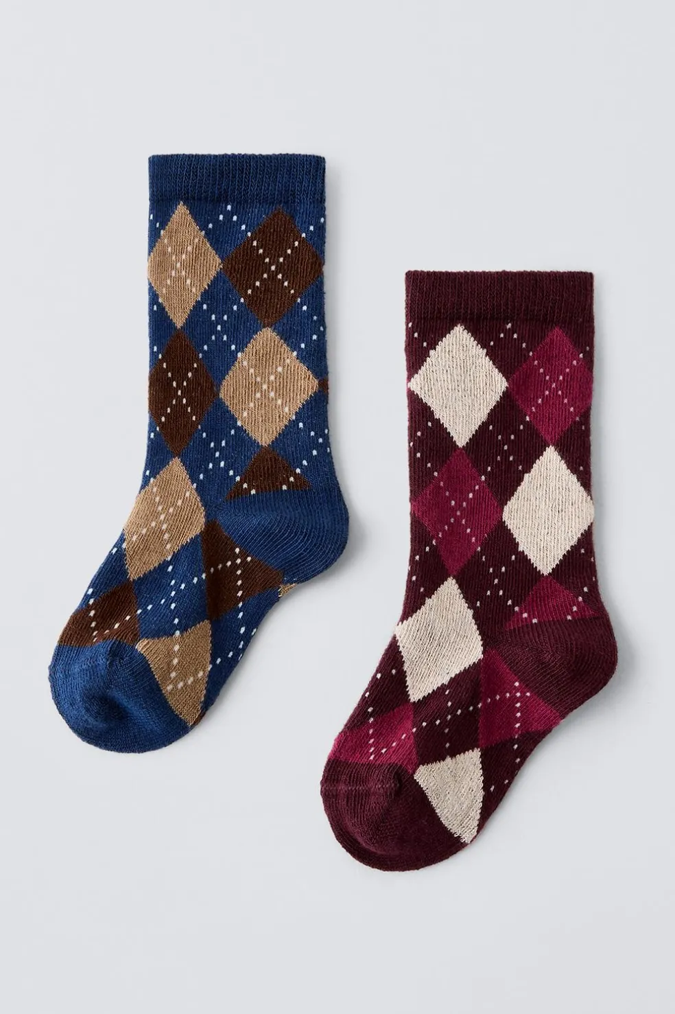 PACK DE DOIS PARES DE MEIAS COM LOSANGOS-ZARA Shop