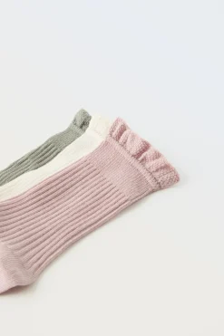 PACK DE TRÊS PARES DE MEIAS NERVURAS RENDA-ZARA Sale