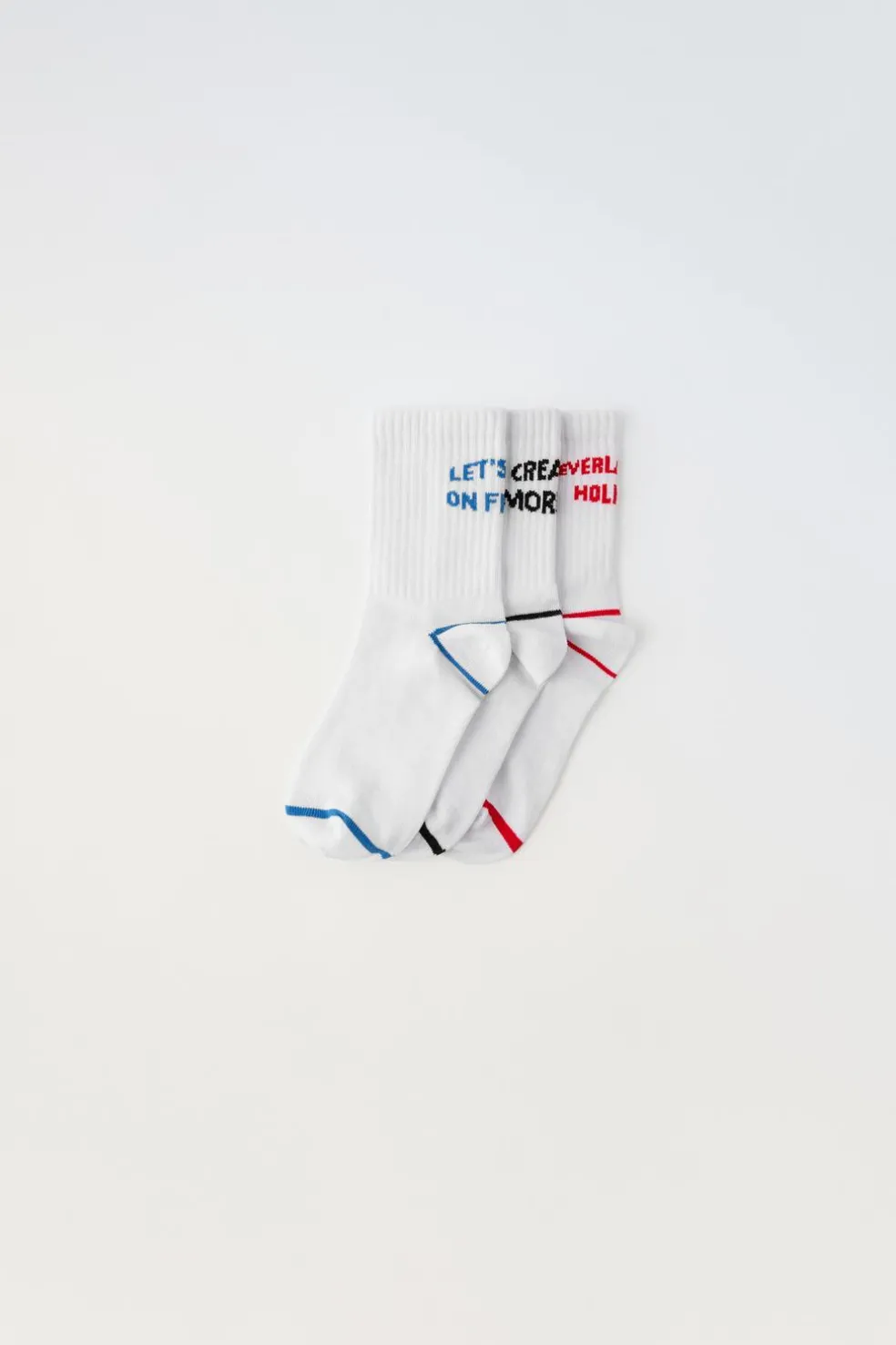 PACK DE TRÊS PARES DE MEIAS DESPORTIVAS COM MENSAGEM-ZARA Flash Sale