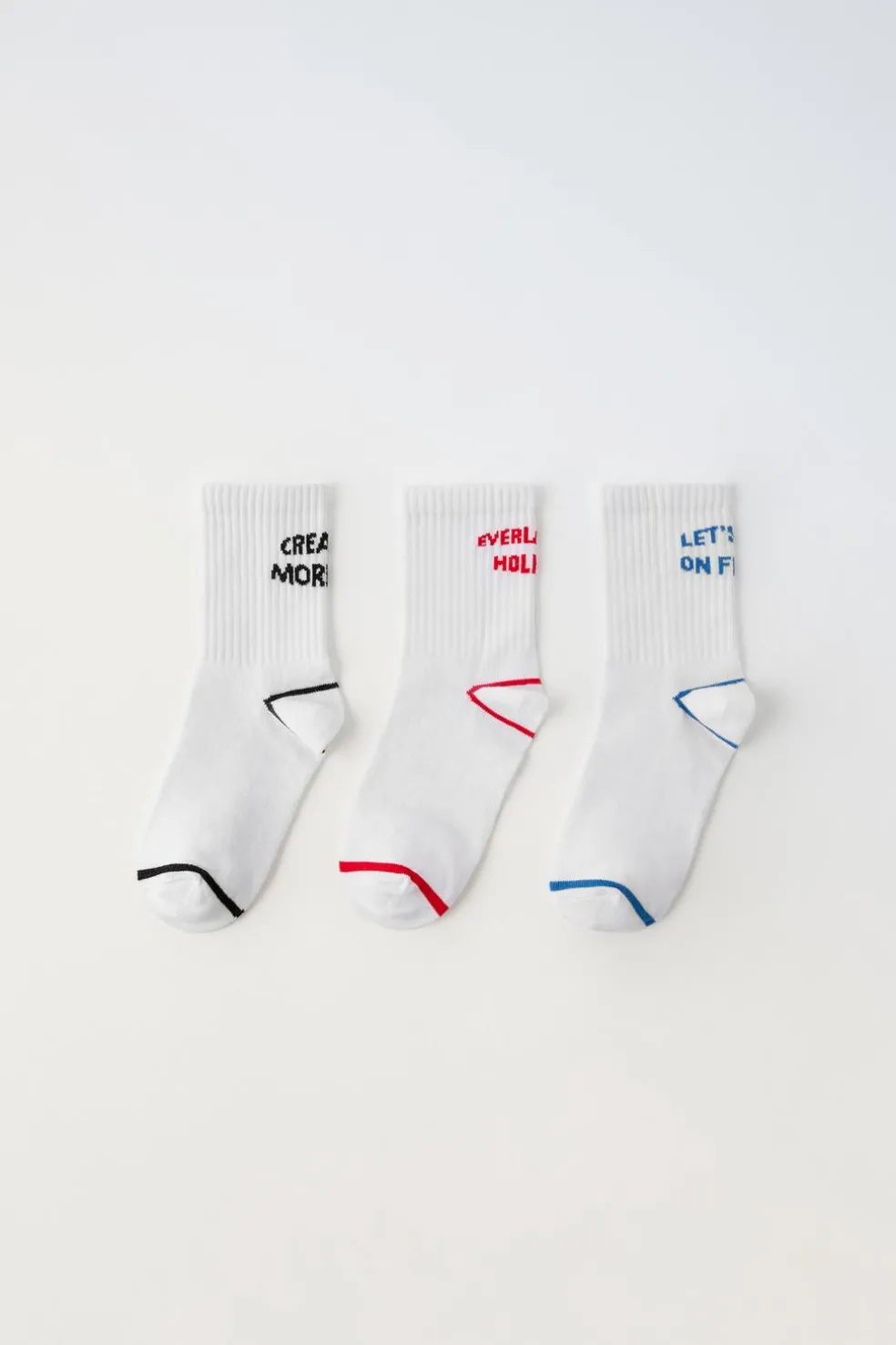 PACK DE TRÊS PARES DE MEIAS DESPORTIVAS COM MENSAGEM-ZARA Flash Sale