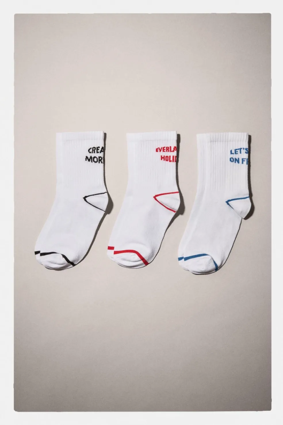 PACK DE TRÊS PARES DE MEIAS DESPORTIVAS COM MENSAGEM-ZARA Flash Sale