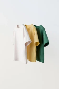 PACK DE TRÊS T-SHIRTS LISAS-ZARA Shop