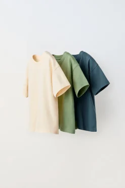 PACK DE TRÊS T-SHIRTS LISAS-ZARA Discount