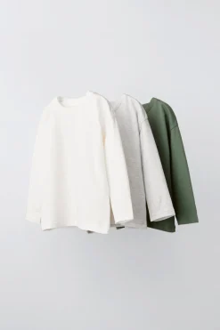 PACK DE TRÊS T-SHIRTS LISAS-ZARA New