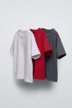 PACK DE TRÊS T-SHIRTS LISAS-ZARA Sale