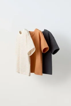 PACK DE TRÊS T-SHIRTS ÀS RISCAS-ZARA Best