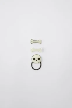 PACK SCRUNCHIE CAVEIRA E PINÇAS OSSOS GLOW IN THE DARK-ZARA Sale