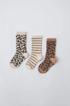 PACK TRÊS PARES DE MEIAS ANIMAL PRINT-ZARA New