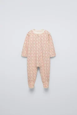 PIJAMA INTEIRO DE VELUDO COM FLORES-ZARA Cheap