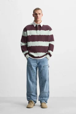 ZARA Polos^POLO COM ESTAMPADO ÀS RISCAS TIE DYE Multicolor