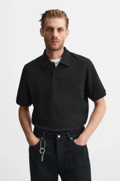 ZARA T-Shirts|Polos^POLO COM ESTRUTURA Preto
