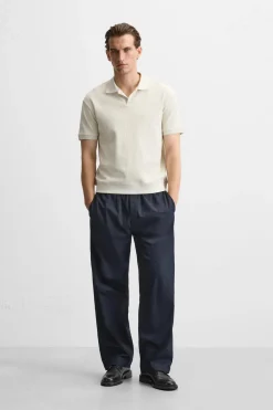 ZARA T-Shirts|Polos^POLO COM ESTRUTURA E NERVURAS Branco-marfim
