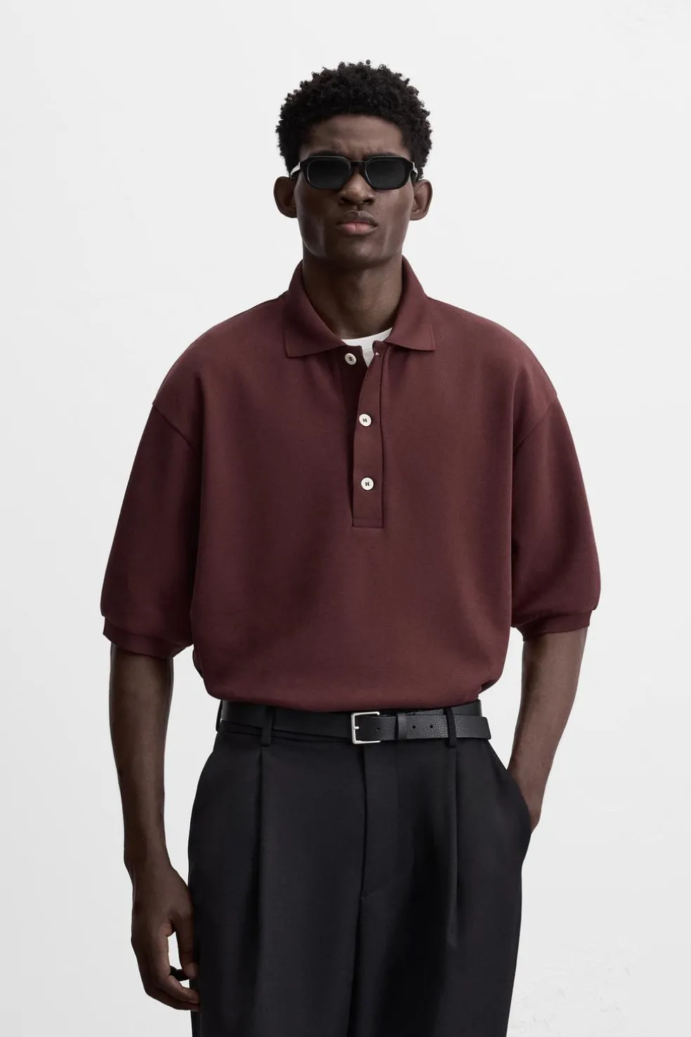 ZARA Polos^POLO COM ESTRUTURA PIQUÉ Borgonha