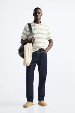 ZARA Polos^POLO COM ESTRUTURA ÀS RISCAS Cru / Verde