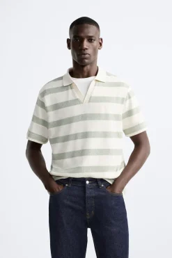 ZARA Polos^POLO COM ESTRUTURA ÀS RISCAS Cru / Verde
