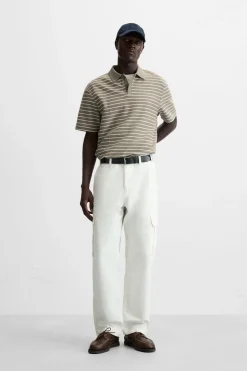 ZARA Polos^POLO COM ESTRUTURA ÀS RISCAS castanho/branco