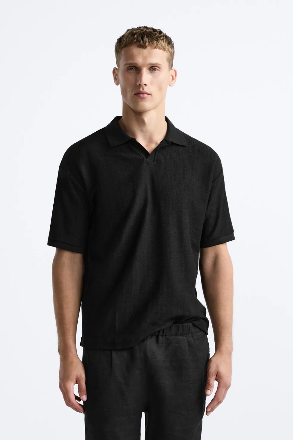 ZARA Polos^POLO COM ESTRUTURA VERTICAL Preto