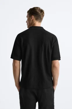 ZARA Polos^POLO COM ESTRUTURA VERTICAL Preto