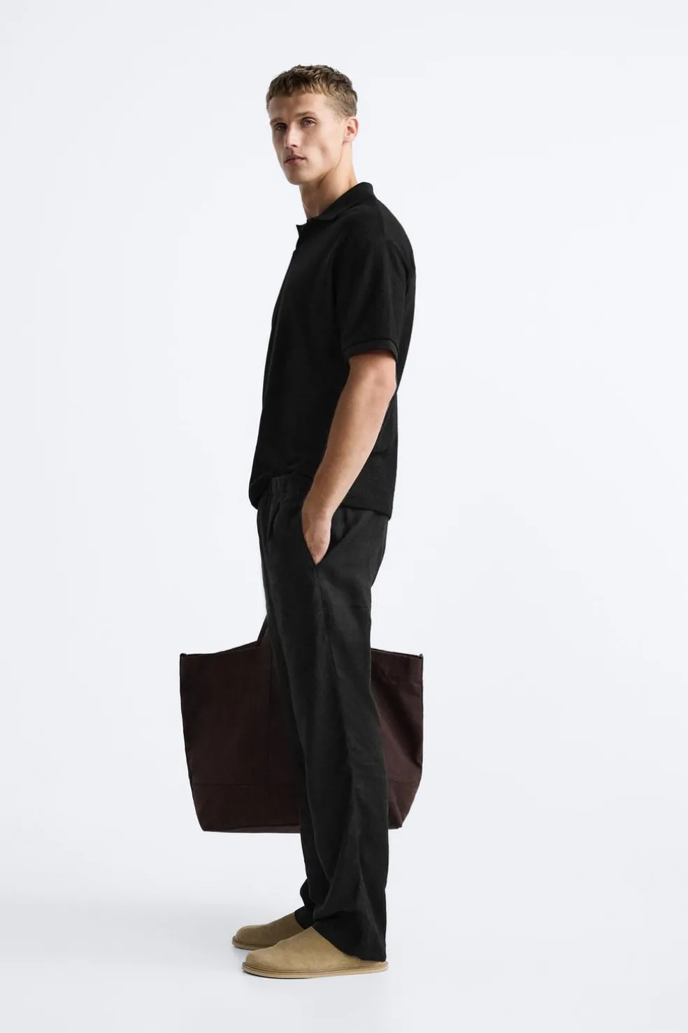 ZARA Polos^POLO COM ESTRUTURA VERTICAL Preto