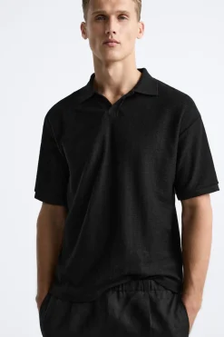 ZARA Polos^POLO COM ESTRUTURA VERTICAL Preto
