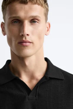 ZARA Polos^POLO COM ESTRUTURA VERTICAL Preto