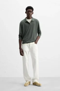 ZARA Polos^POLO COM LINHO Cinzento