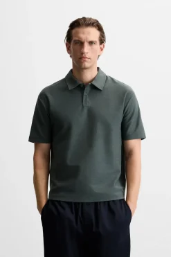 ZARA Polos^POLO COM TEXTURA Cinzento-escuro