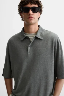 ZARA Polos^POLO DE CÂNHAMO - VISCOSE Cinzento-escuro