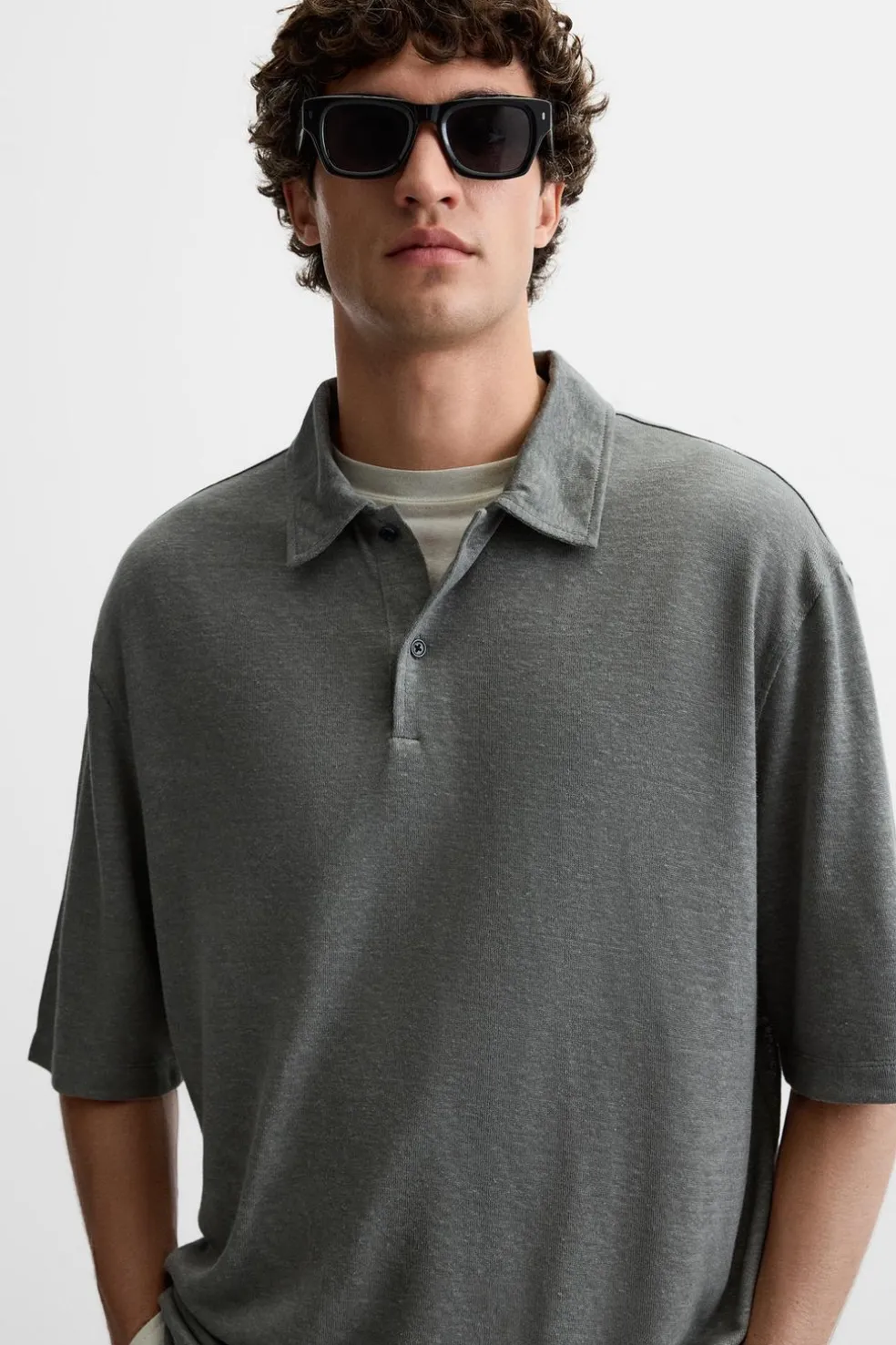 ZARA Polos^POLO DE CÂNHAMO - VISCOSE Cinzento-escuro