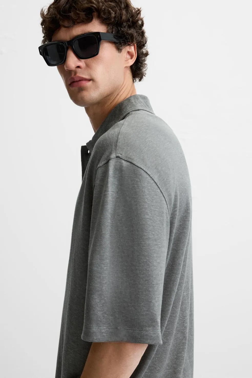 ZARA Polos^POLO DE CÂNHAMO - VISCOSE Cinzento-escuro