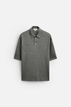 ZARA Polos^POLO DE CÂNHAMO - VISCOSE Cinzento-escuro