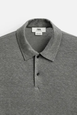 ZARA Polos^POLO DE CÂNHAMO - VISCOSE Cinzento-escuro