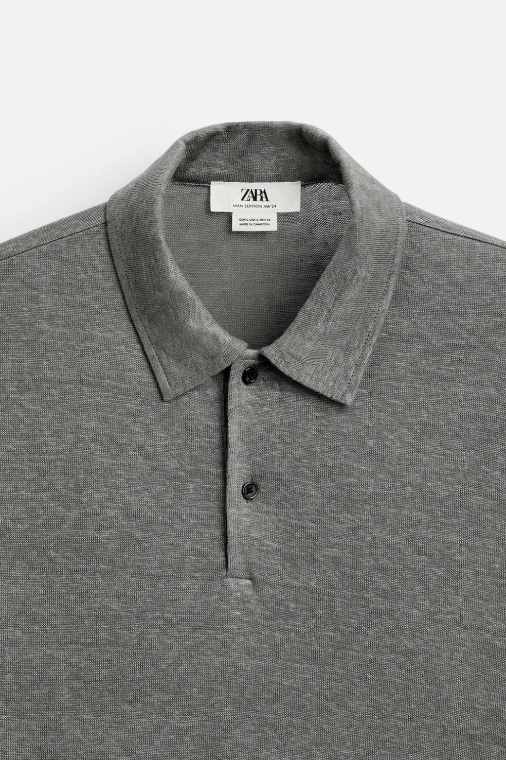 ZARA Polos^POLO DE CÂNHAMO - VISCOSE Cinzento-escuro