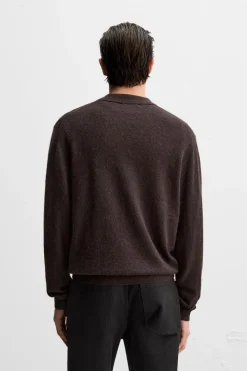 ZARA Camisola / Casacos|Polos^POLO DE MALHA ALGODÃO - LÃ Castanho-vigoré