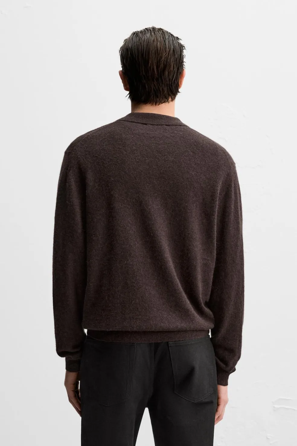 ZARA Camisola / Casacos|Polos^POLO DE MALHA ALGODÃO - LÃ Castanho-vigoré
