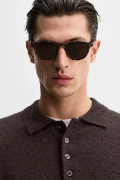 ZARA Camisola / Casacos|Polos^POLO DE MALHA ALGODÃO - LÃ Castanho-vigoré