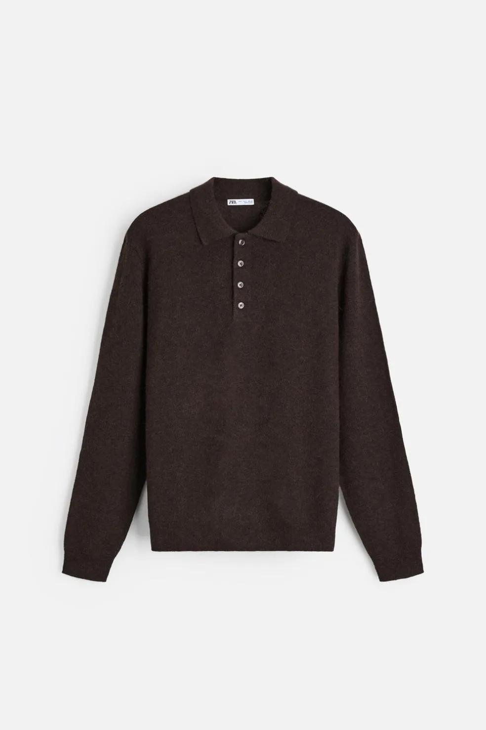 ZARA Camisola / Casacos|Polos^POLO DE MALHA ALGODÃO - LÃ Castanho-vigoré