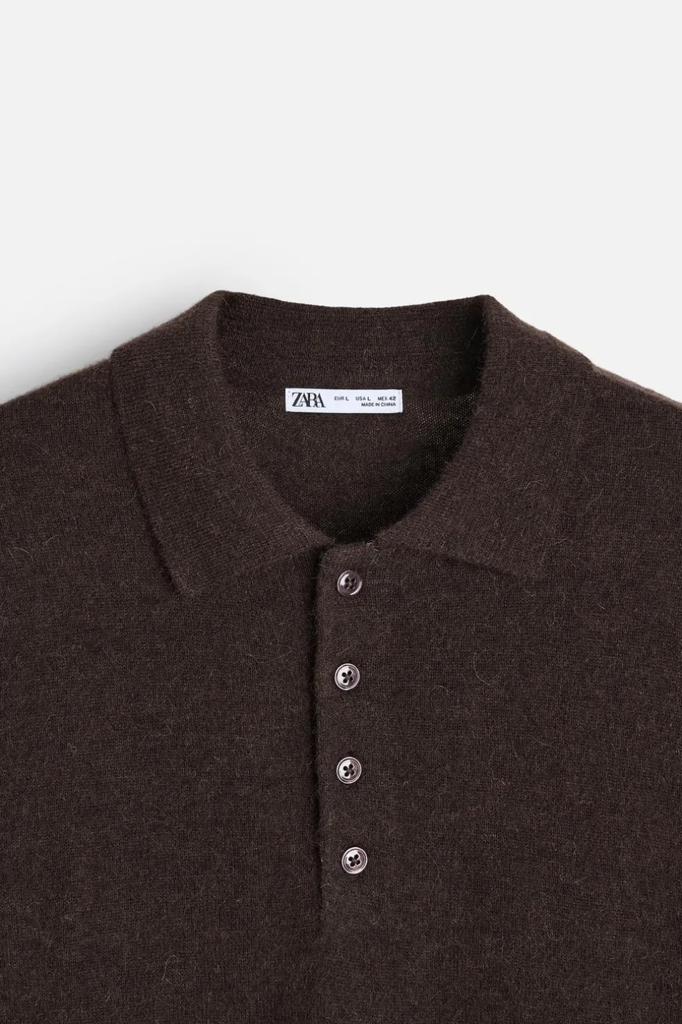 ZARA Camisola / Casacos|Polos^POLO DE MALHA ALGODÃO - LÃ Castanho-vigoré