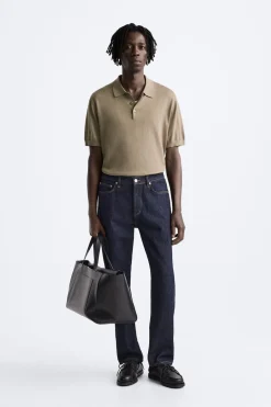 ZARA Camisola / Casacos|Polos^POLO DE MALHA ALGODÃO - LYOCELL Areia