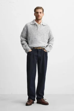 ZARA Camisola / Casacos|Polos^POLO DE MALHA COM ESTRUTURA E TEXTURA Azulado