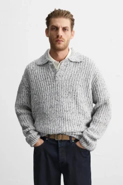 ZARA Camisola / Casacos|Polos^POLO DE MALHA COM ESTRUTURA E TEXTURA Azulado