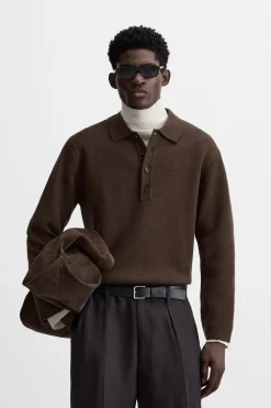 ZARA Camisola / Casacos|Polos^POLO DE MALHA COM ESTRUTURA Castanho-chocolate