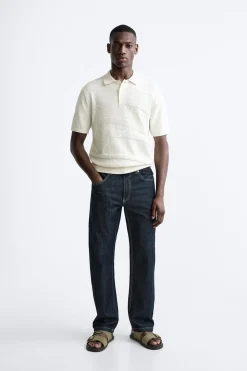 ZARA Camisola / Casacos|Polos^POLO DE MALHA COM ONDAS Branco-marfim