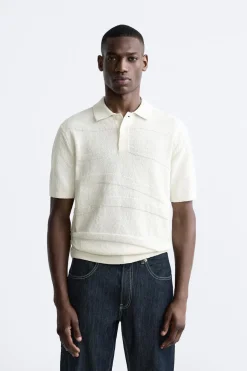 ZARA Camisola / Casacos|Polos^POLO DE MALHA COM ONDAS Branco-marfim