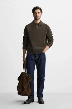 ZARA Camisola / Casacos|Polos^POLO DE MALHA COM TEXTURA Chocolate