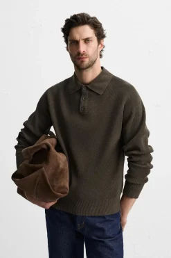 ZARA Camisola / Casacos|Polos^POLO DE MALHA COM TEXTURA Chocolate