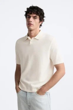 ZARA Camisola / Casacos|Polos^POLO DE MALHA EM ALGODÃO - SEDA Cru