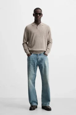ZARA Camisola / Casacos|Polos^POLO DE MALHA LÃ - CAXEMIRA Torrado-vigoré