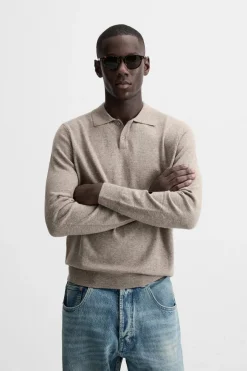 ZARA Camisola / Casacos|Polos^POLO DE MALHA LÃ - CAXEMIRA Torrado-vigoré