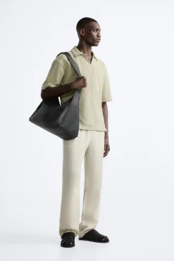 ZARA Polos^POLO JACQUARD GEOMÉTRICO verde lavado